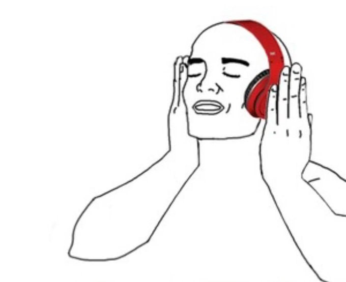Wojak with red headphones